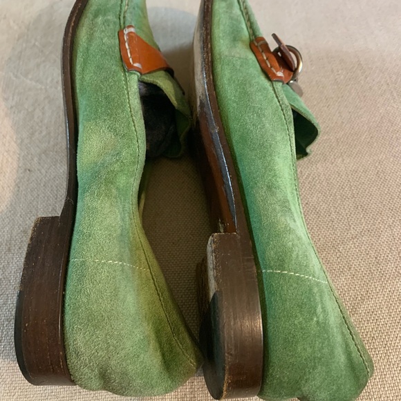 Designer PRADA Apple Green Suede Loafers w/ Leather Buckles.Sz 36 - Picture 7 of 10